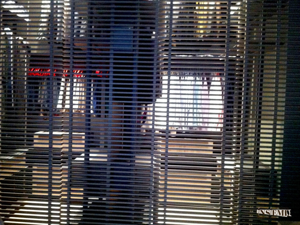 Chiusura a listelli della cabina armadio realizzata dalla Falegnameria Insieme di Sassuolo (MO)